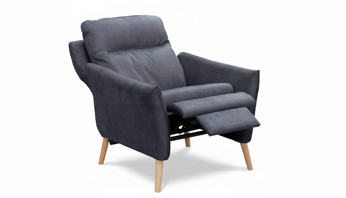 RELAXSESSEL in Textil Blau  - Blau/Buchefarben, Design, Holz/Textil (88/110/92cm) - Livetastic