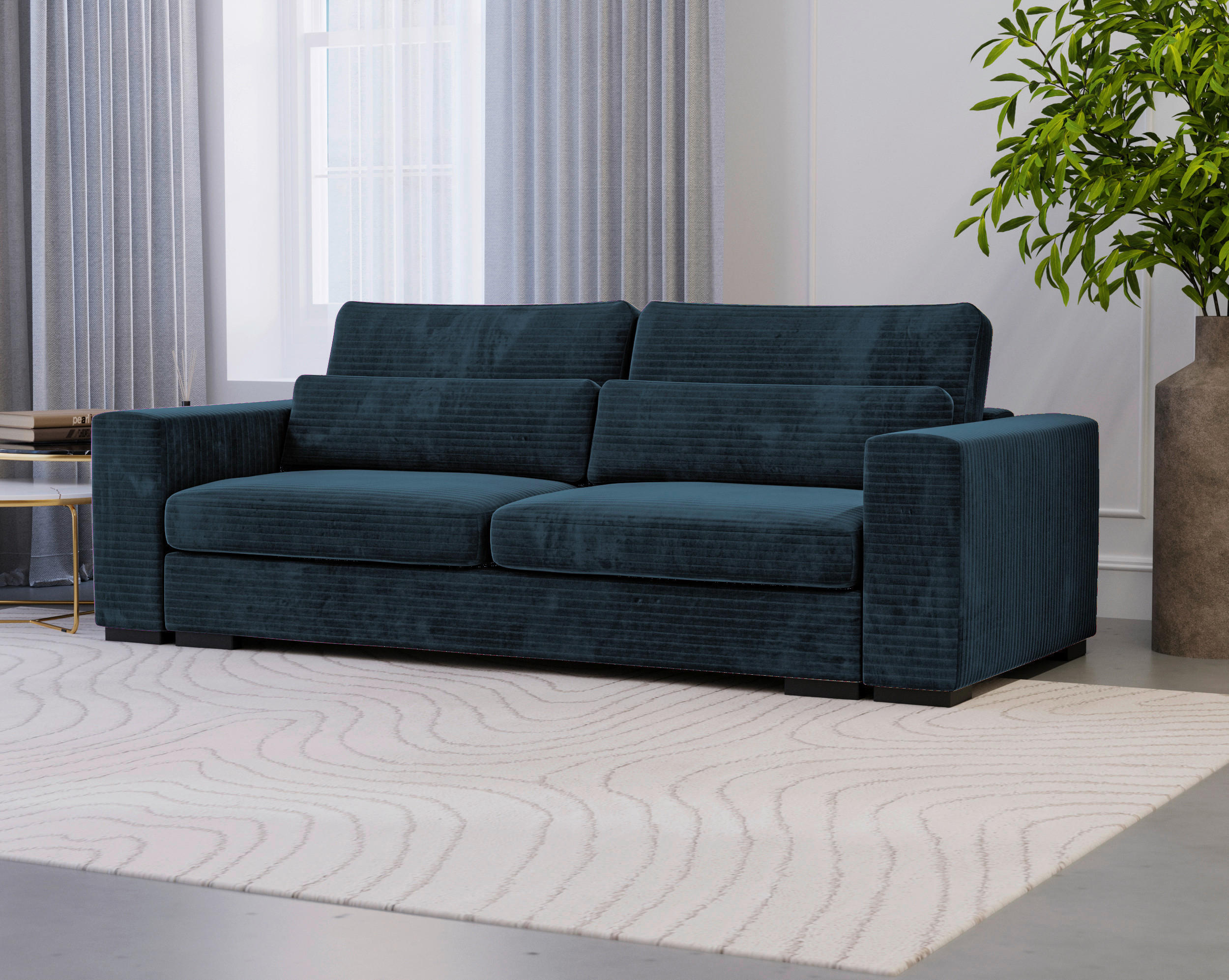 SCHLAFSOFA in Flachgewebe Dunkelblau  - Schwarz/Dunkelblau, Konventionell, Kunststoff/Textil (236/78/114cm) - Carryhome