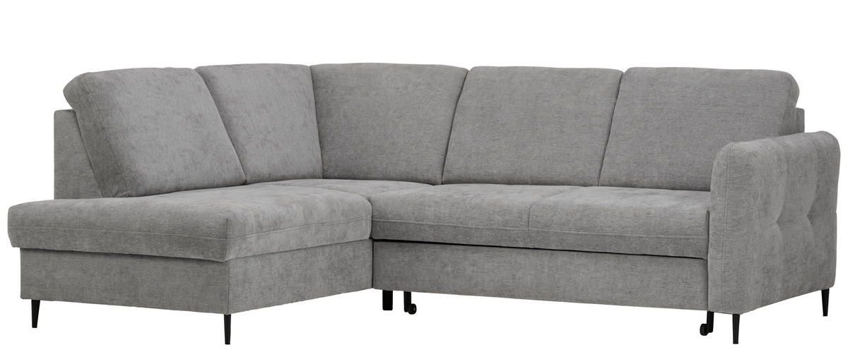 ECKSOFA in Chenille Grau  - Schwarz/Grau, Modern, Holz/Textil (184/241cm) - Carryhome