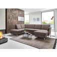 WOHNLANDSCHAFT in Flachgewebe Braun - Chromfarben/Braun, KONVENTIONELL, Textil/Metall (200/305/168cm) - Voleo