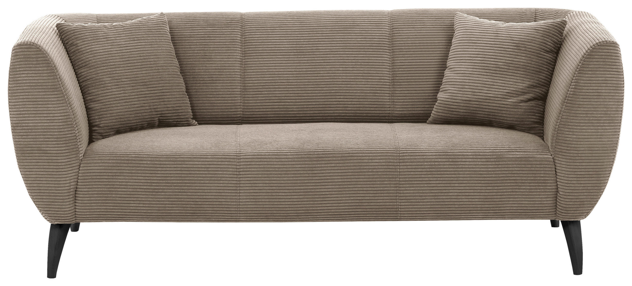 3-SITZER-SOFA Cord Graubraun  - Graubraun/Schwarz, MODERN, Holz/Textil (208/83/88cm) - MID.YOU