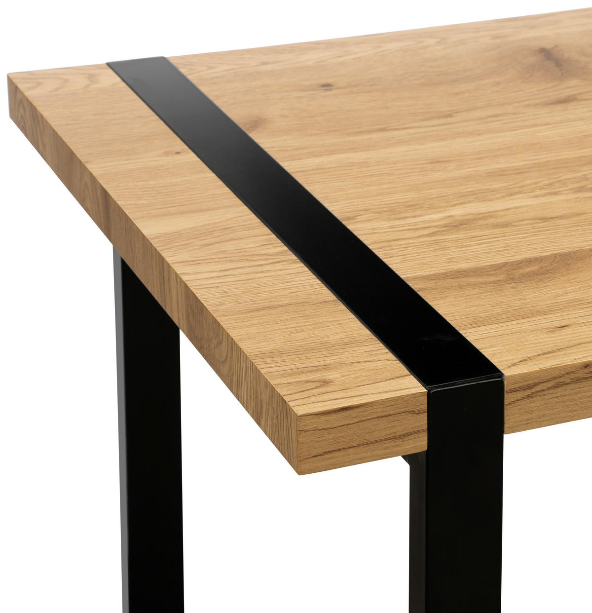 SAROKÍRÓASZTAL  - tölgyfa színű/fekete, Modern, faalapú anyag/fém (160/160/76cm) - MID.YOU
