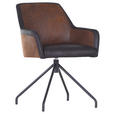 ARMLEHNSTUHL  in Mikrofaser  - Schwarz/Braun, LIFESTYLE, Textil/Metall (58/80/62cm) - Landscape