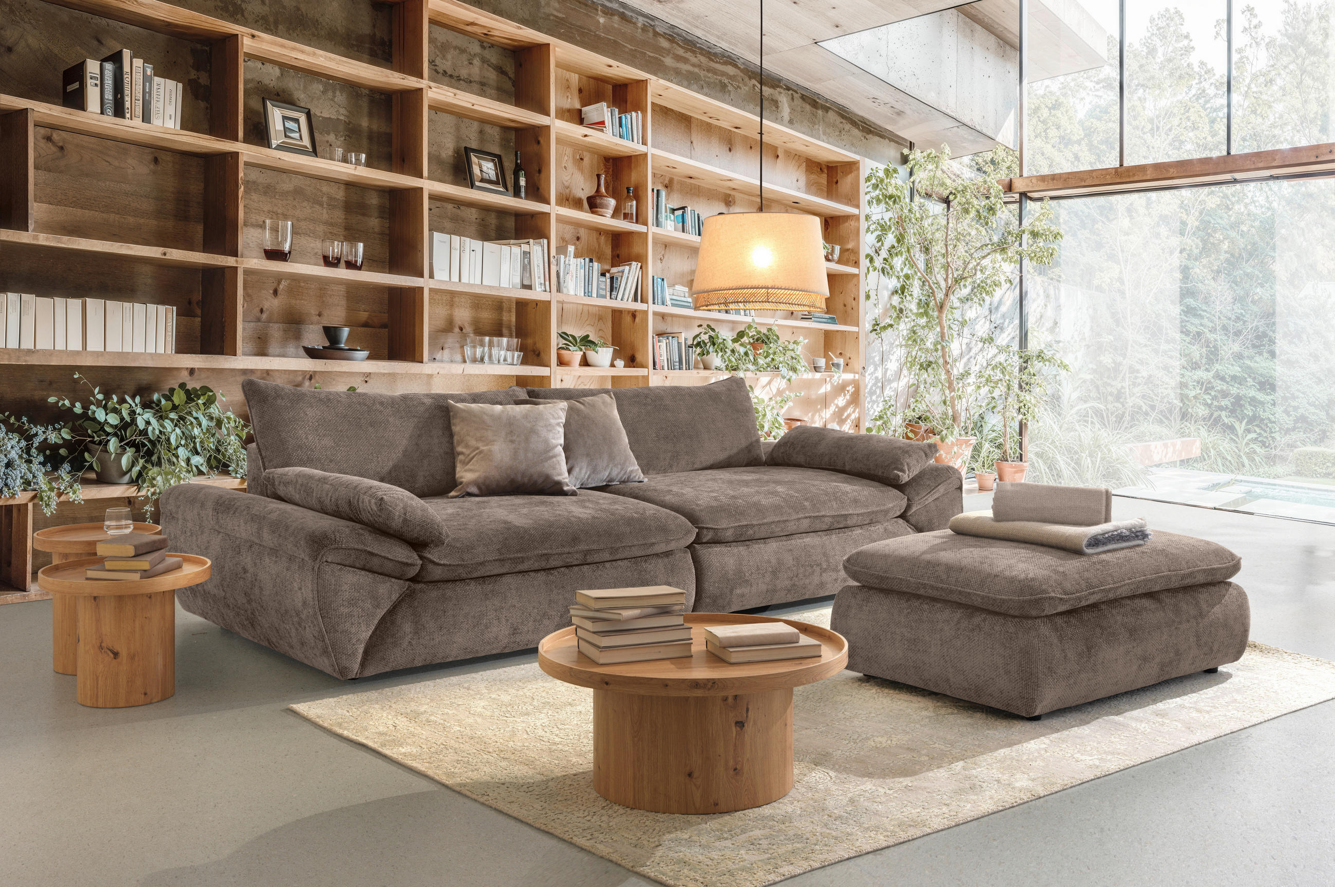 BIGSOFA Struktur Braun  - Schwarz/Braun, KONVENTIONELL, Kunststoff/Textil (302/80/120cm) - Hom`in