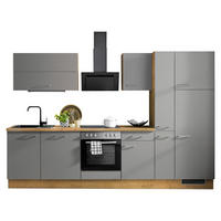 KÜCHENLEERBLOCK 310 cm   in Eichefarben, Schieferfarben  - Schieferfarben/Edelstahlfarben, Basics, Holzwerkstoff/Metall (310cm) - Impuls