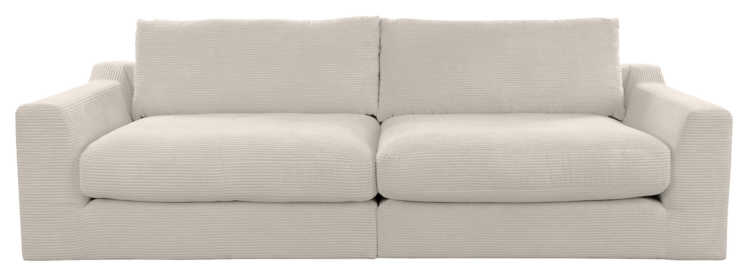 BIGSOFA in Cord Creme  - Creme/Schwarz, Design, Kunststoff/Textil (276/90/109cm) - home24