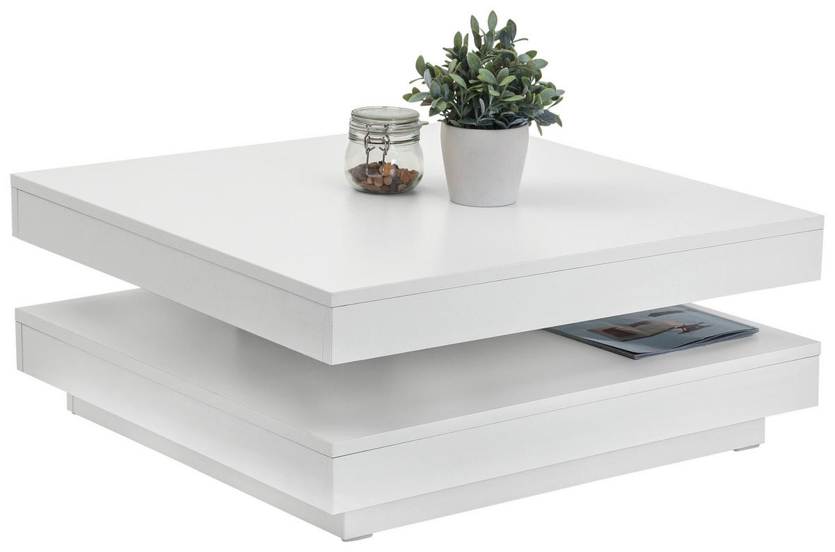 COUCHTISCH 67/67/35 cm quadratisch Weiß  - Weiß, Basics, Holzwerkstoff (67/67/35cm) - Boxxx