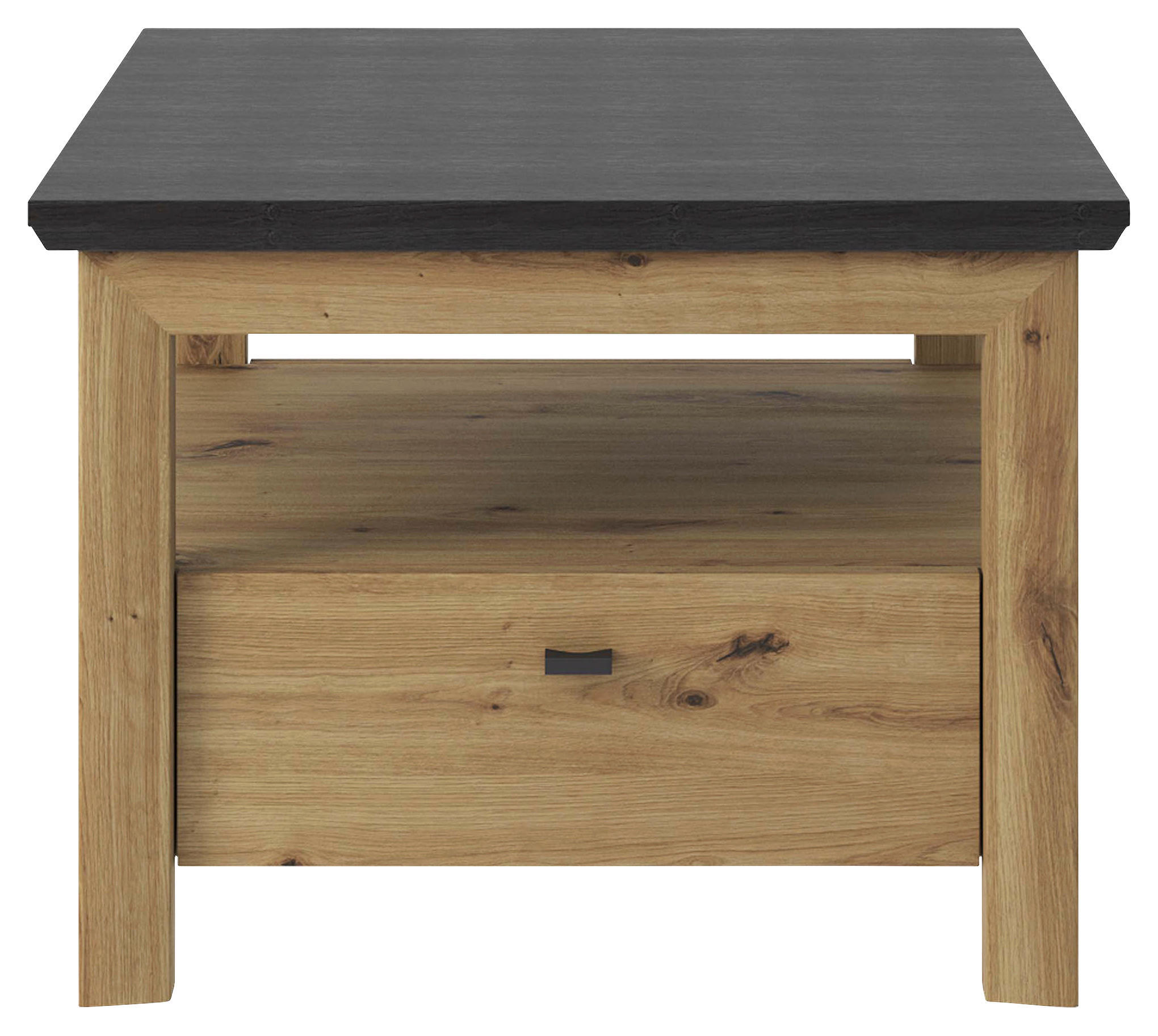 BEISTELLTISCH 65/65/45,6 cm Dunkelgrau, Eiche Artisan quadratisch - Dunkelgrau/Schwarz, Basics, Holzwerkstoff/Metall (65/65/45,6cm) - Hom`in