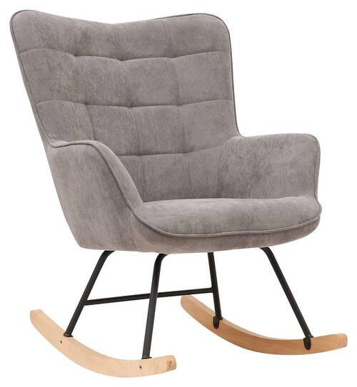 SCHAUKELSESSEL Cord Grau - Buchefarben/Schwarz, MODERN, Holz/Textil (72/92/92cm) - MID.YOU