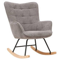 SCHAUKELSESSEL Cord Grau    - Buchefarben/Schwarz, MODERN, Holz/Textil (72/92/92cm) - MID.YOU