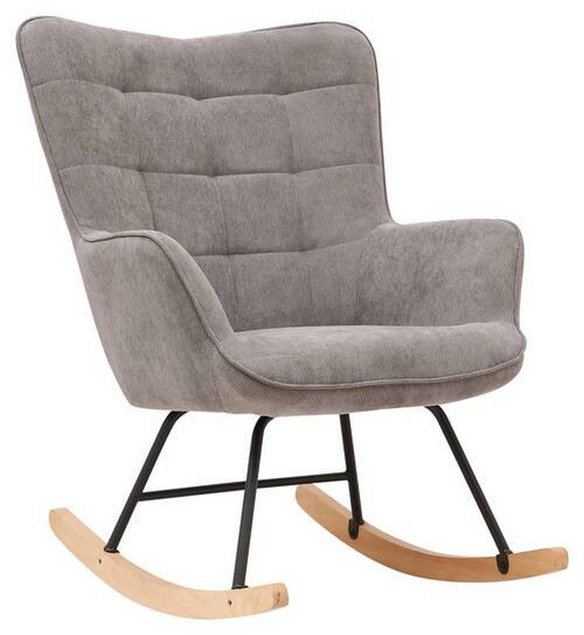 SCHAUKELSESSEL Cord Grau    - Buchefarben/Schwarz, MODERN, Holz/Textil (72/92/92cm) - MID.YOU