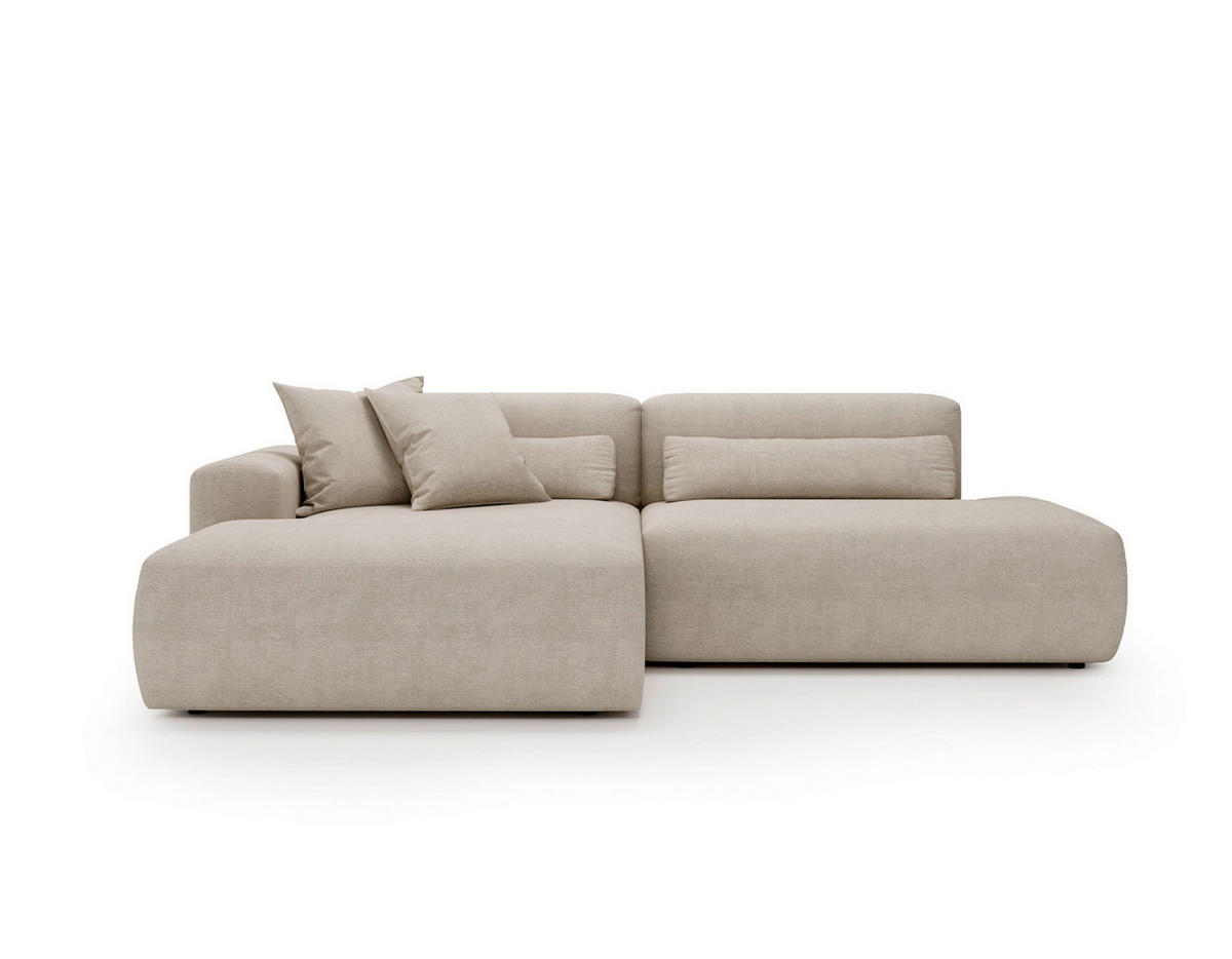 ECKSOFA REVE in Chenille Beige  160/284 cm  - Beige/Schwarz, Design, Kunststoff/Textil (160/284cm) - Livetastic