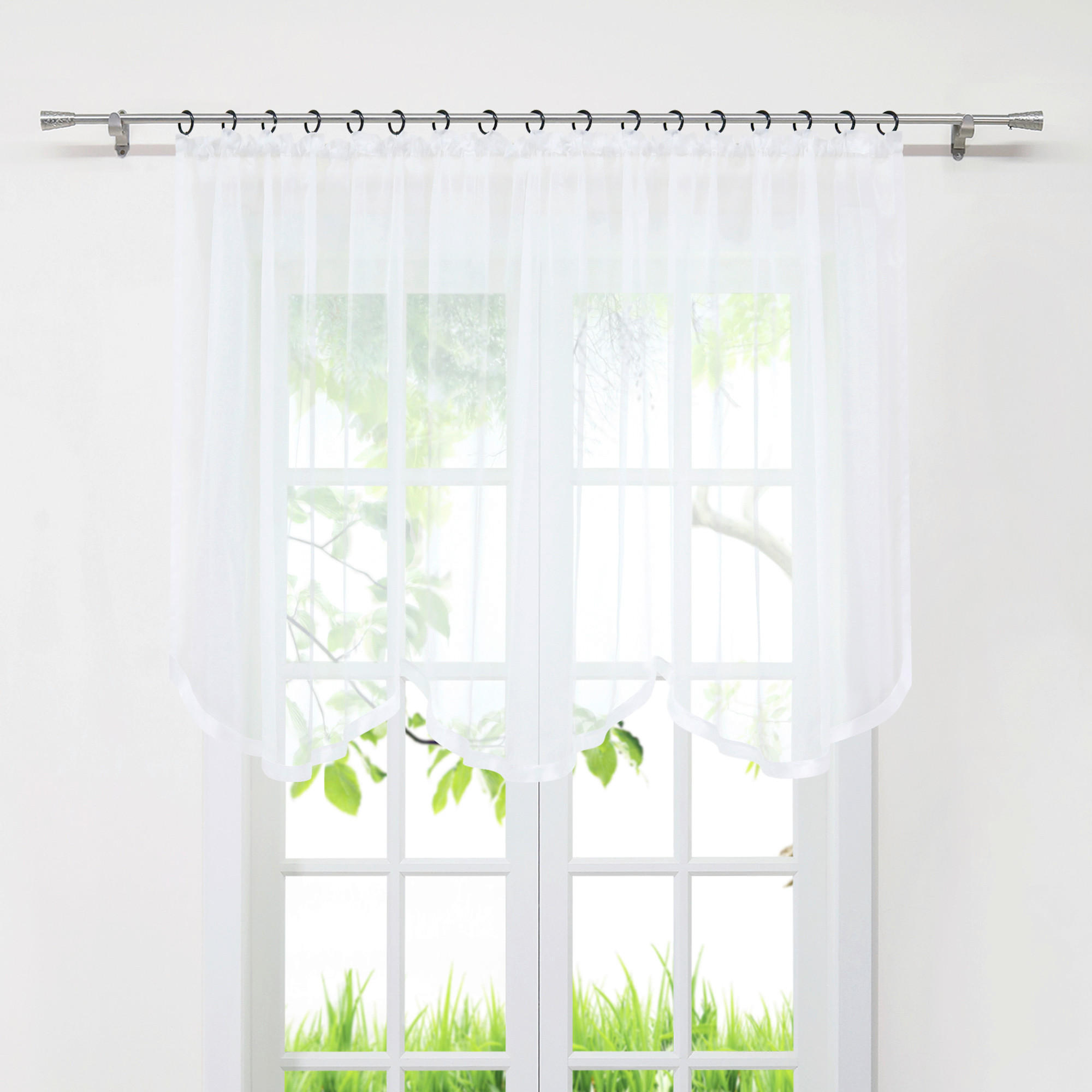 SCHEIBENGARDINE   500/100 cm   - Transparent, Basics, Textil (500/100cm)