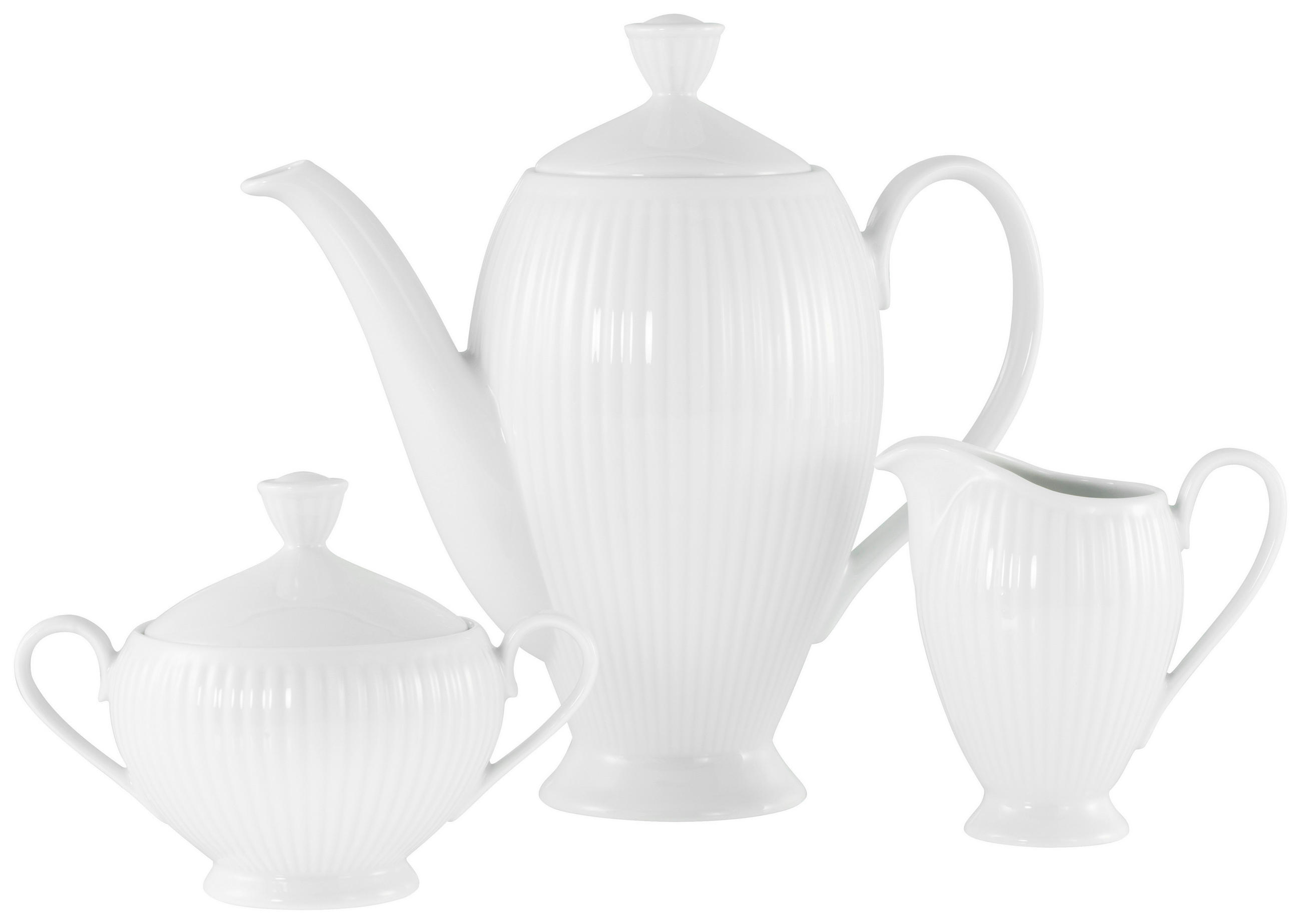 KAFFEESET Weiß Valencia 3-teilig - Weiß, Design, Keramik - Creatable