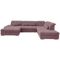 WOHNLANDSCHAFT Brombeere Chenille  - Chromfarben/Brombeere, Design, Textil/Metall (195/376/254cm) - Livetastic