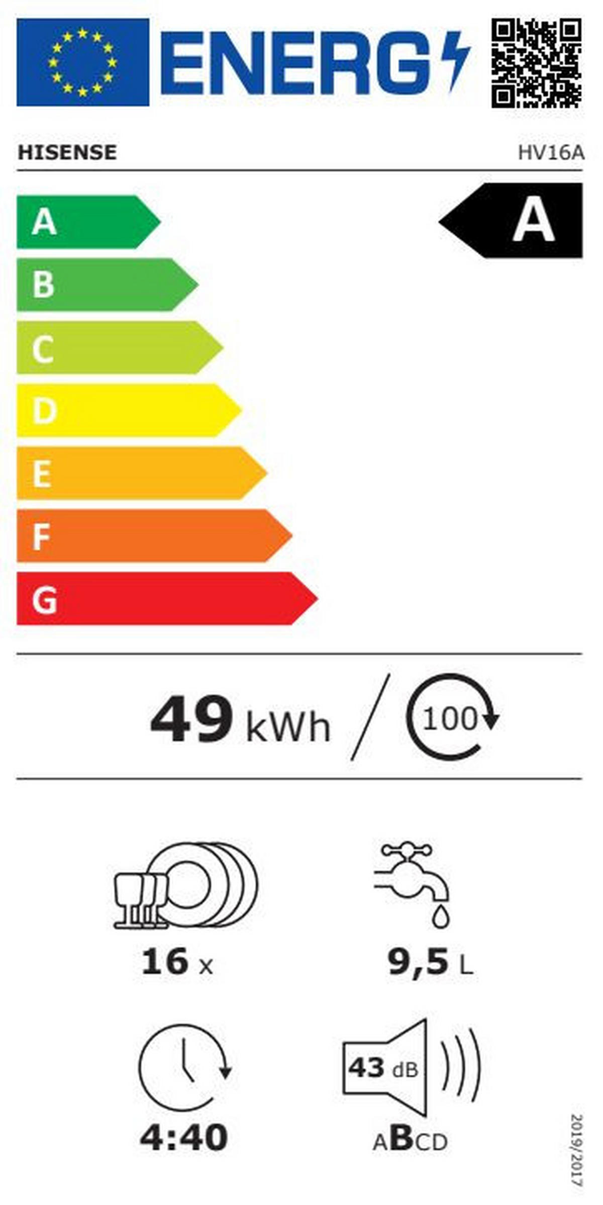 GESCHIRRSPÜLER HV16A  - Edelstahlfarben, Basics, Metall (59,8/81,6/55,5cm) - Hisense