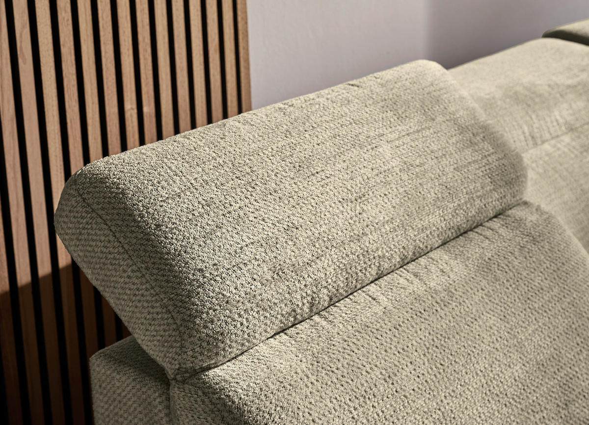 WOHNLANDSCHAFT Beigebraun Struktur  - Beigebraun/Schwarz, Design, Textil/Metall (190/364/270cm) - Stylife