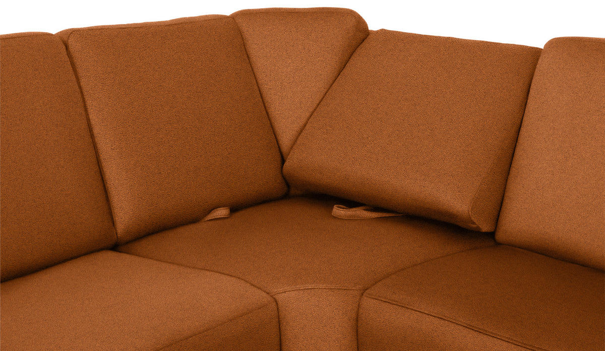 WOHNLANDSCHAFT Cognac Flachgewebe  - Chromfarben/Cognac, KONVENTIONELL, Textil/Metall (240/336/163cm) - Beldomo System