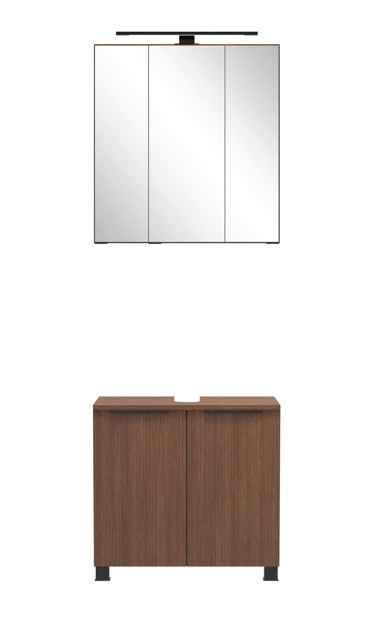 BADEZIMMER 2-teilig  in 60 cm  - Dunkelbraun/Schwarz, Natur, Glas/Holzwerkstoff (60cm) - Held