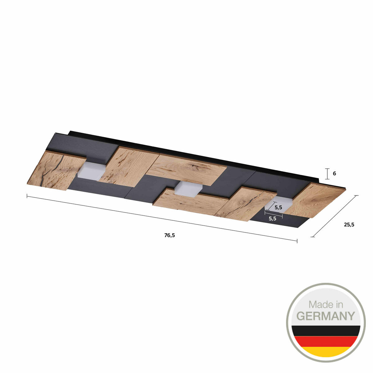 LED-DECKENLEUCHTE 662 77/26/5 cm   - Wildeiche, Natur, Metall (77/26/5cm) - Ambiente