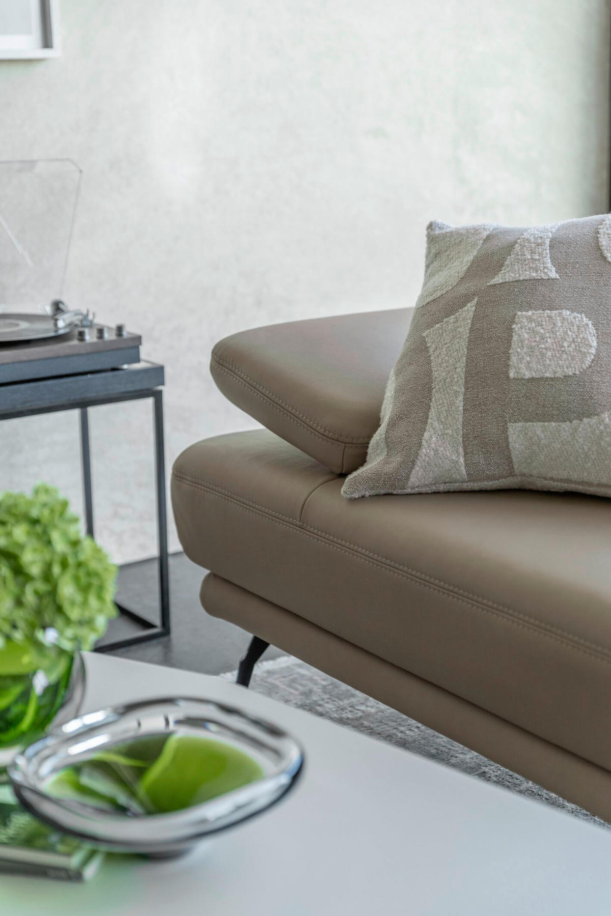 ECKSOFA JOOP! STUDIO Beige Echtleder  - Beige/Schwarz, KONVENTIONELL, Leder/Metall (301/180cm) - Joop!