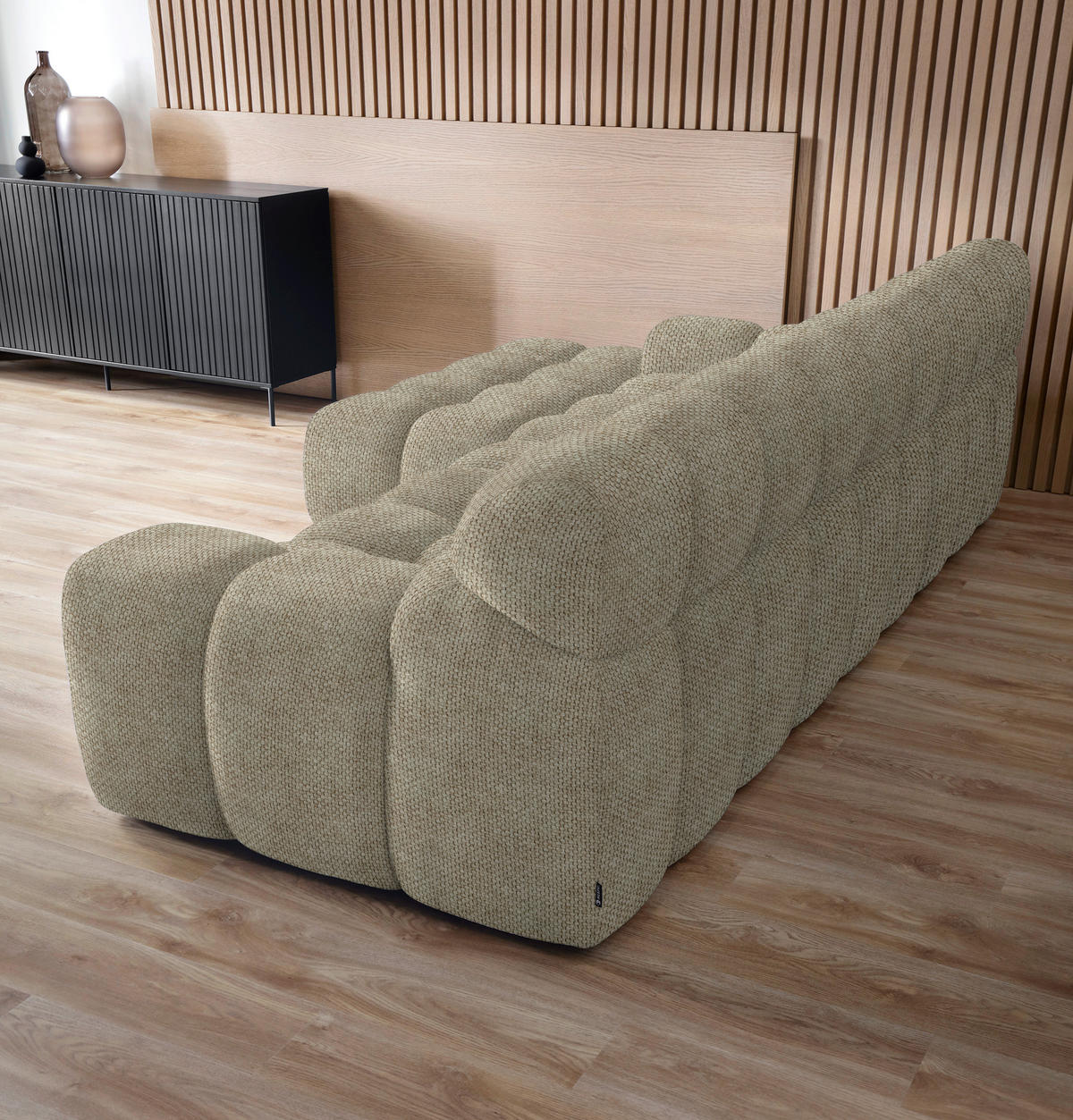 Ecksofa inkl. Funktion Beigebraun Webstoff  - Beigebraun/Schwarz, MODERN, Kunststoff/Textil (180/297cm) - Welnova
