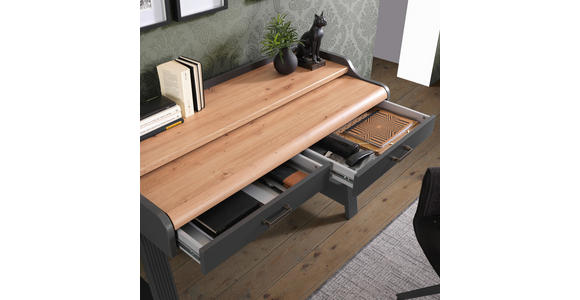 SEKRETÄR 120/53/84 cm ausziehbar  - Graphitfarben/Eiche Artisan, ROMANTIK / LANDHAUS, Holzwerkstoff/Metall (120/53/84cm) - Hom`in