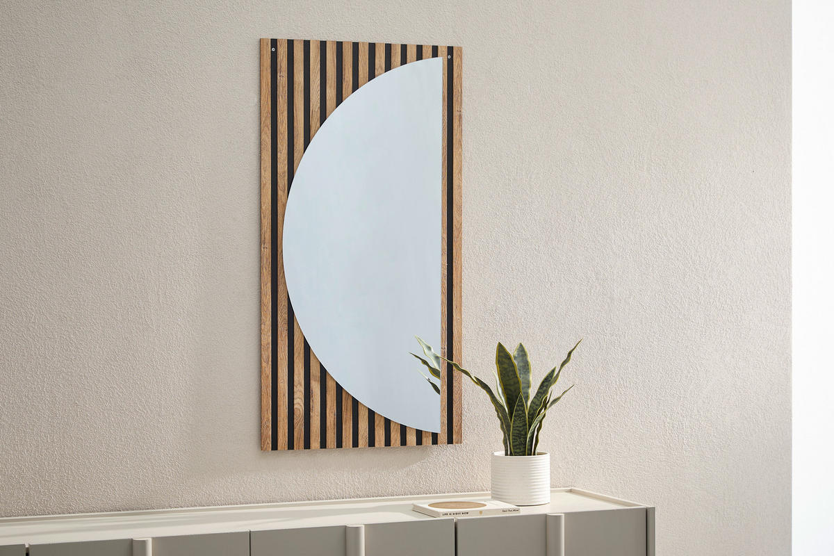 WANDSPIEGEL 53/100/7,3 cm  - Eichefarben/Schwarz, Design, Glas/Holzwerkstoff (53/100/7,3cm) - Carryhome
