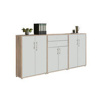 AKTENSCHRANK Weiß, Eichefarben  - Eichefarben/Weiß, MODERN, Holzwerkstoff (253,2/113,6/33cm) - MID.YOU