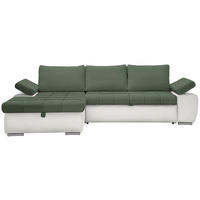 ECKSOFA Weiß, Olivgrün Flachgewebe  - Weiß/Olivgrün, Design, Kunststoff/Textil (175/271cm) - MID.YOU