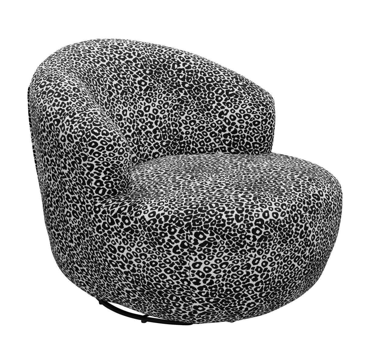 SESSEL in Jacquard, Webstoff Schwarz, Weiß  - Schwarz/Weiß, MODERN, Textil/Metall (110/69/107cm) - MID.YOU