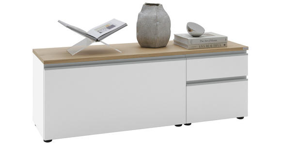 LOWBOARD  135/46/41 cm 2 Schublade(n) erweiterbar, Typenauswahl, Beimöbel erhältlich, stehend, hängend  - Eichefarben/Silberfarben, Design, Holzwerkstoff/Kunststoff (135/46/41cm) - Dieter Knoll