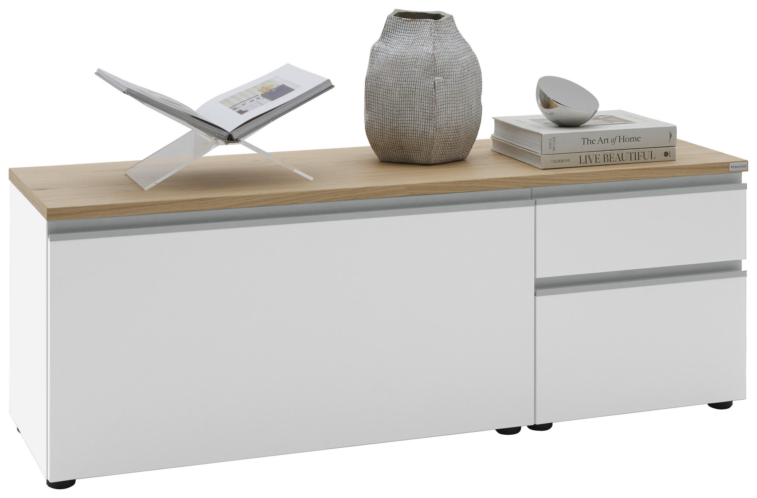 Dieter Knoll Lowboard Weiß, Eiche 135x46x41 cm