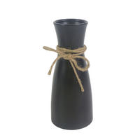 VÁZA, textil, keramika, 20  cm - černá/přírodní barvy, Basics, textil/keramika (8,5/20cm) - Ambia Home