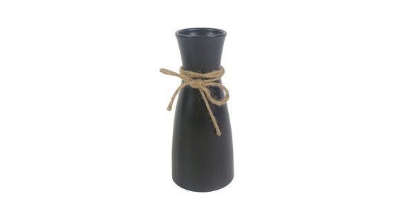 VASE 20 cm - Schwarz/Naturfarben, Basics, Keramik/Textil (8,5/20cm) - Ambia Home