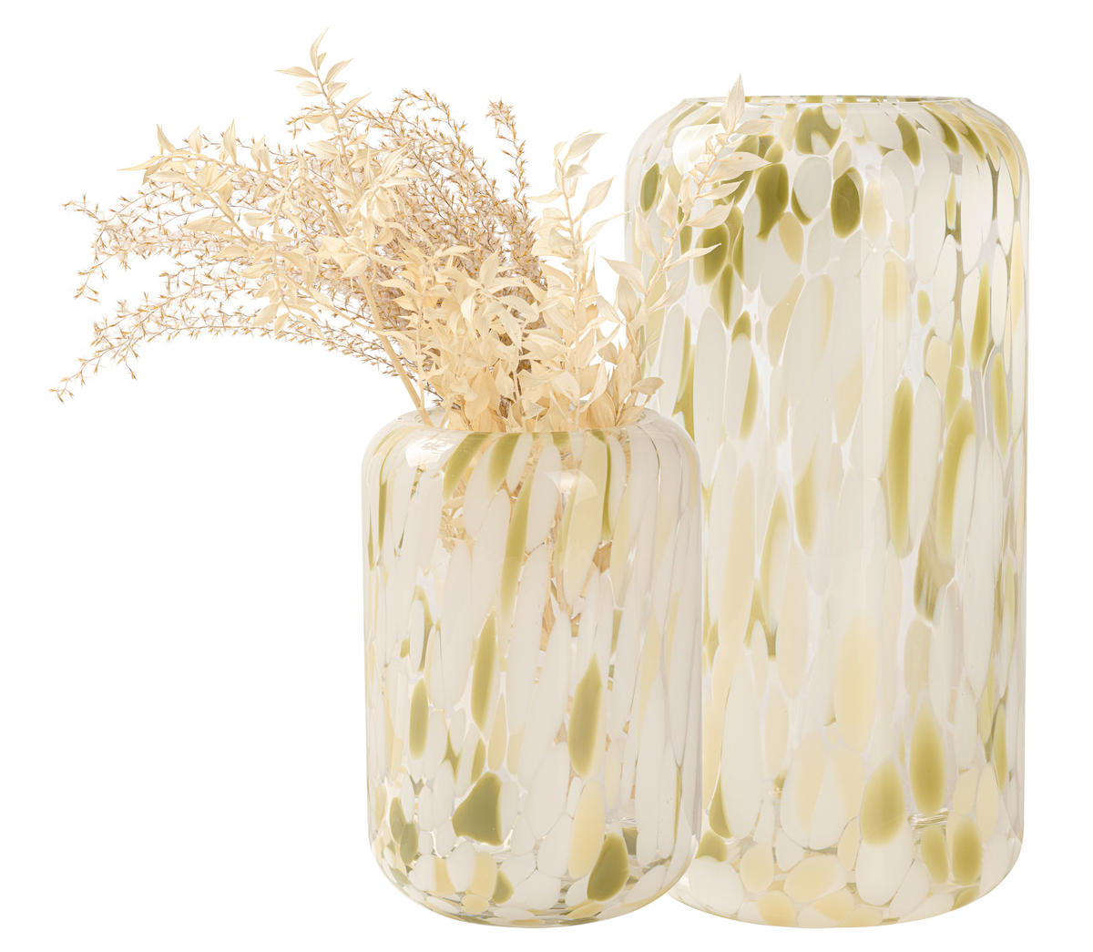 DEKOVASE  - Weiß/Grün, Basics, Glas (15,50/15,50/32,00cm)