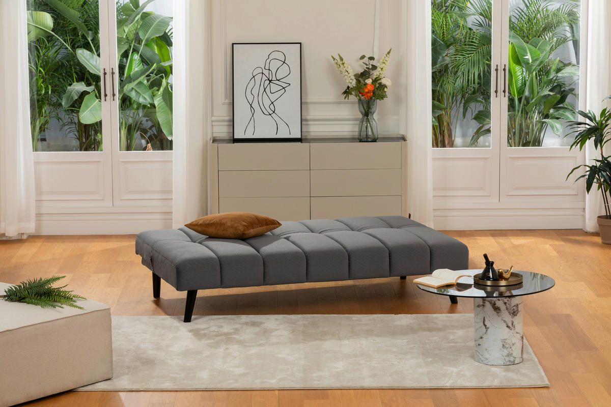 JUGEND- UND KINDERSOFA Flanell Dunkelgrau  - Dunkelgrau/Schwarz, MODERN, Holz/Textil (180/81/93cm) - P & B