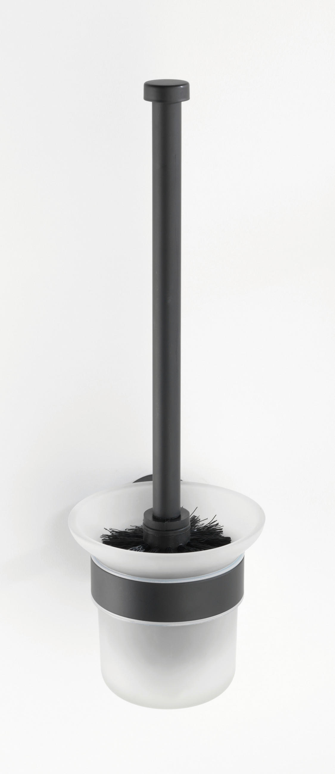 WC-BÜRSTENGARNITUR - Transparent/Schwarz, Basics, Glas/Metall (10/35/14cm) - Wenko