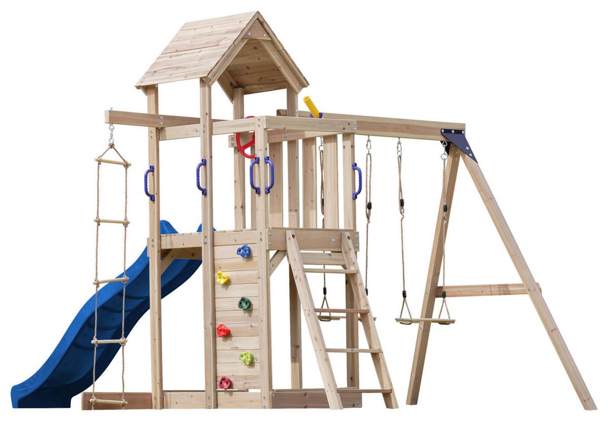 SPIELTURM 342/267/375 cm  - Blau, Konventionell, Holz/Kunststoff (342/267/375cm)