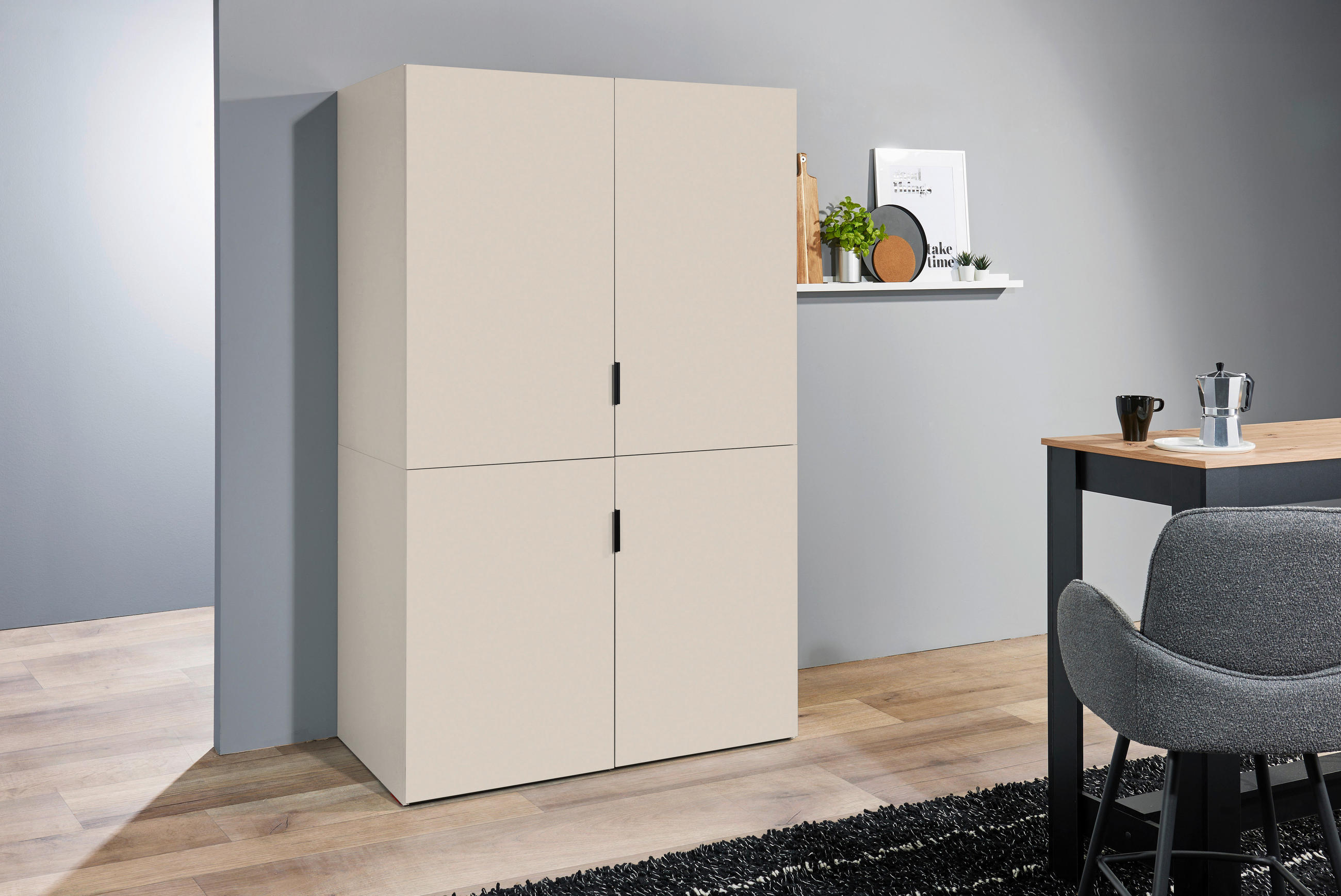 SCHRANKKÜCHE 124/200/70 cm in Kaschmir - Kaschmir/Eichefarben, KONVENTIONELL, Holzwerkstoff/Metall (124/200/70cm) - Xora