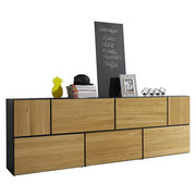 REGALKOMBINATION in Eichefarben, Grau - Eichefarben/Grau, Design, Holz/Holzwerkstoff (225/75/39,2cm) - Now by Hülsta