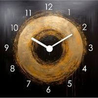 WANDUHR Schwarz, Goldfarben 30/30/3,1 cm  - Goldfarben/Schwarz, Basics, Glas (30/30/3,1cm) - Euroart