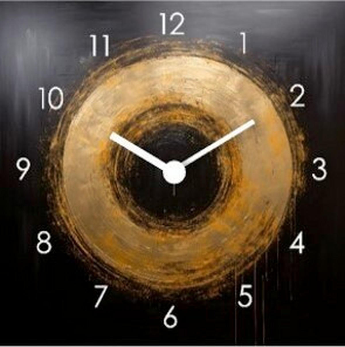 WANDUHR Schwarz, Goldfarben 30/30/3,1 cm  - Goldfarben/Schwarz, Basics, Glas (30/30/3,1cm) - Euroart