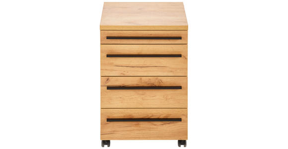 ROLLCONTAINER 42/61/49 cm - Eichefarben/Schwarz, MODERN, Holzwerkstoff/Kunststoff (42/61/49cm) - Novel