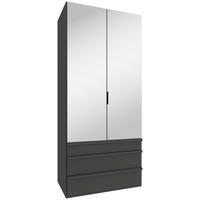 FALTTÜRENSCHRANK in Graphitfarben  - Schwarz/Graphitfarben, Design, Glas/Holzwerkstoff (100/236/58cm) - Boxxx