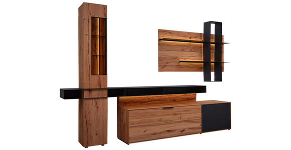WOHNWAND in Anthrazit, Buchefarben - Anthrazit/Buchefarben, Natur, Glas/Holz (308/206/49cm) - Valnatura