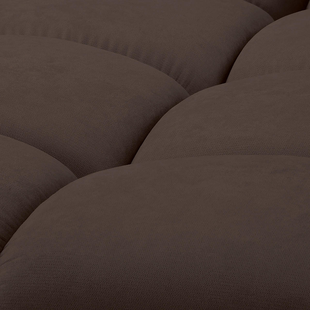 ECKSOFA in Mikrofaser Braun  - Silberfarben/Braun, Design, Textil/Metall (256/175cm) - Livetastic