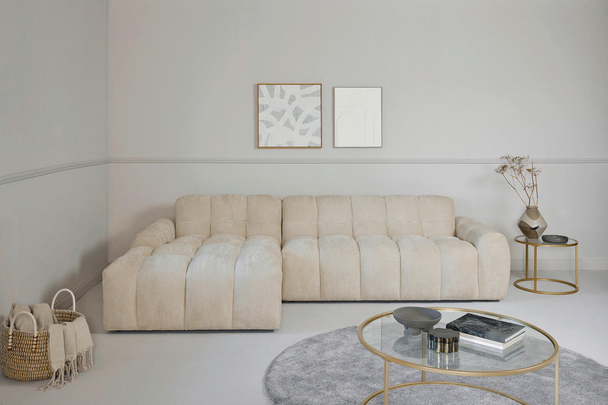 ECKSOFA RELAX BUBBLE CORNER L-L EU Beige Bouclé  - Beige/Schwarz, MODERN, Holz/Kunststoff (305/159cm) - Livetastic