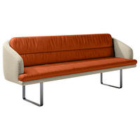 SITZBANK 255/89/68 cm Velours, Flachgewebe Kupferfarben, Beige Metall  - Beige/Schwarz, Design, Textil/Metall (255/89/68cm) - Dieter Knoll