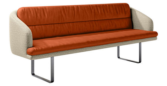 SITZBANK 255/89/68 cm Velours, Flachgewebe Kupferfarben, Beige Metall  - Beige/Schwarz, Design, Textil/Metall (255/89/68cm) - Dieter Knoll